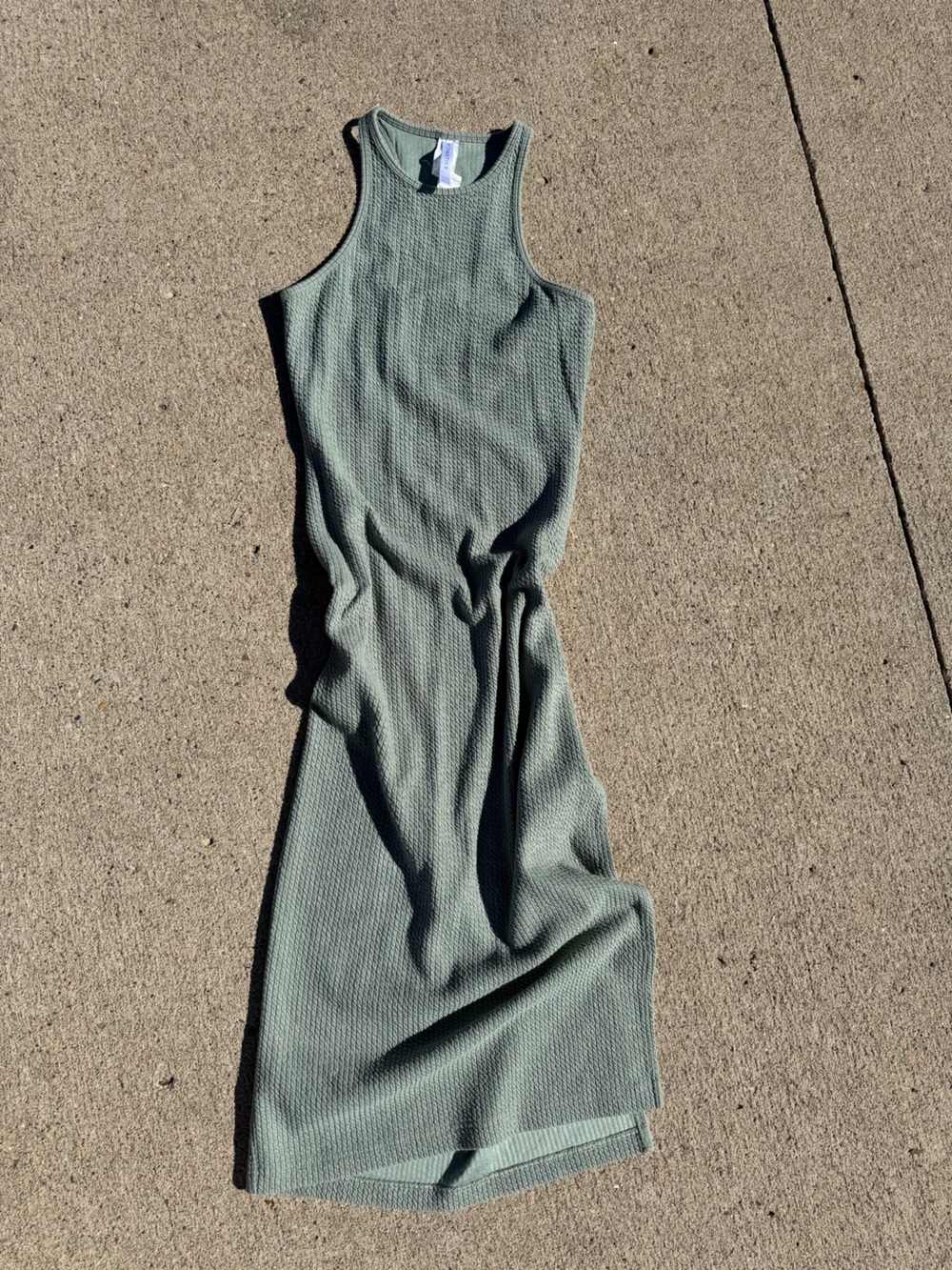 Fabletics Sage Green Textured Sleeveless Maxi Dress XXS